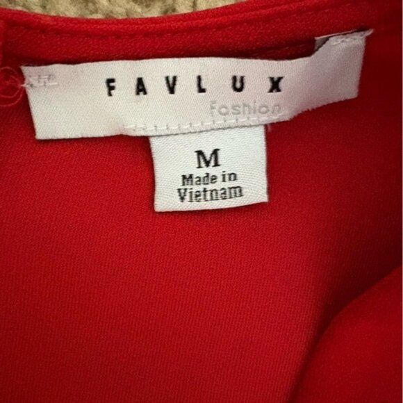 FAVLUX Red Flutter Sleeve Wide Leg Jumpsuit - Size Medium - Picture 8 of 11